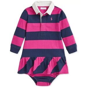 NWT RALPH LAUREN Baby Girls Dress 18 mos 24 mos Striped Rugby Shirtdress